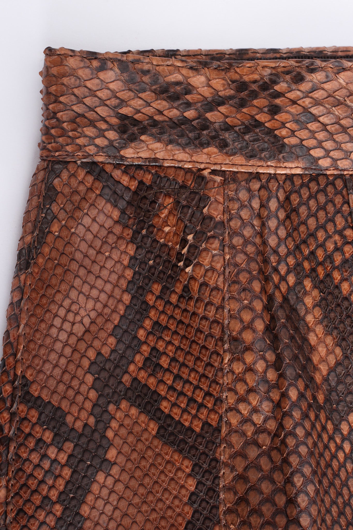 Vintage Mila Schon Snake Print Leather Short light discolored waist @ Recess LA