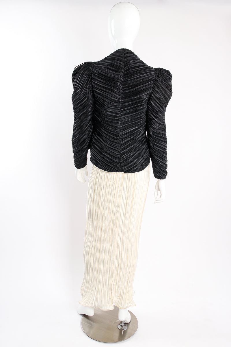 Vintage Milli Pleated Halter Sheath Gown & Jacket Set on Mannequin back at Recess Los Angeles