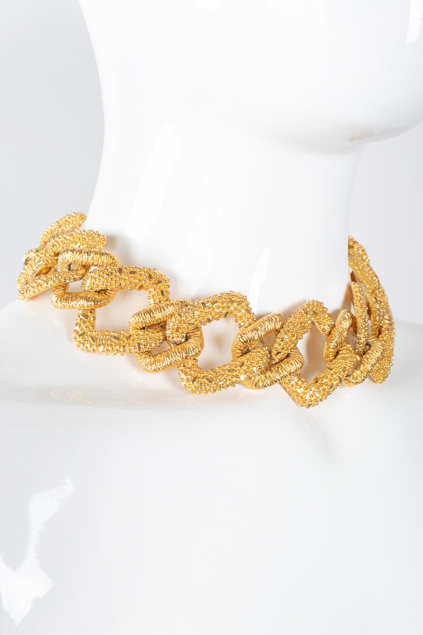 Recess Los Angeles Designer Consignment Vintage Mimi Di N Niscemi Textured Square Chain Collar Necklace