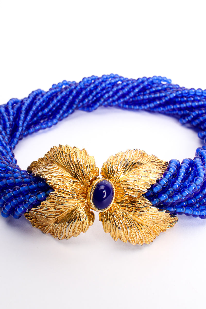Vintage Mimi Di N Beaded Cobalt Leaf Collar Necklace at Recess Los Angeles