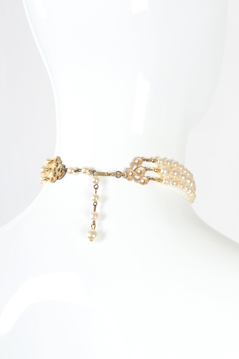 Recess Designer Consignment Vintage Miriam Haskell Pearl Flower Choker Necklace Los Angeles Resale