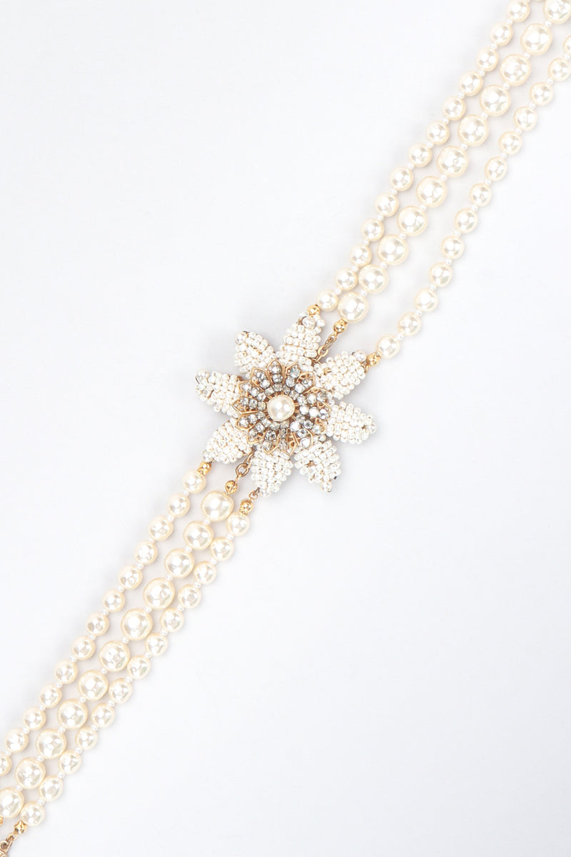 Recess Designer Consignment Vintage Miriam Haskell Pearl Flower Choker Necklace Los Angeles Resale