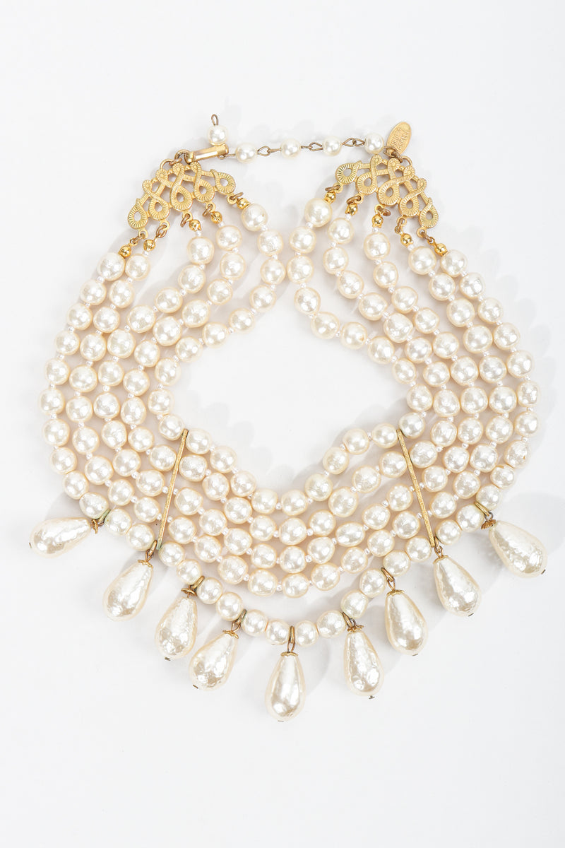 Vintage Miriam Haskell 5-Strand Pearl Fringe Choker Necklace at Recess Los Angeles