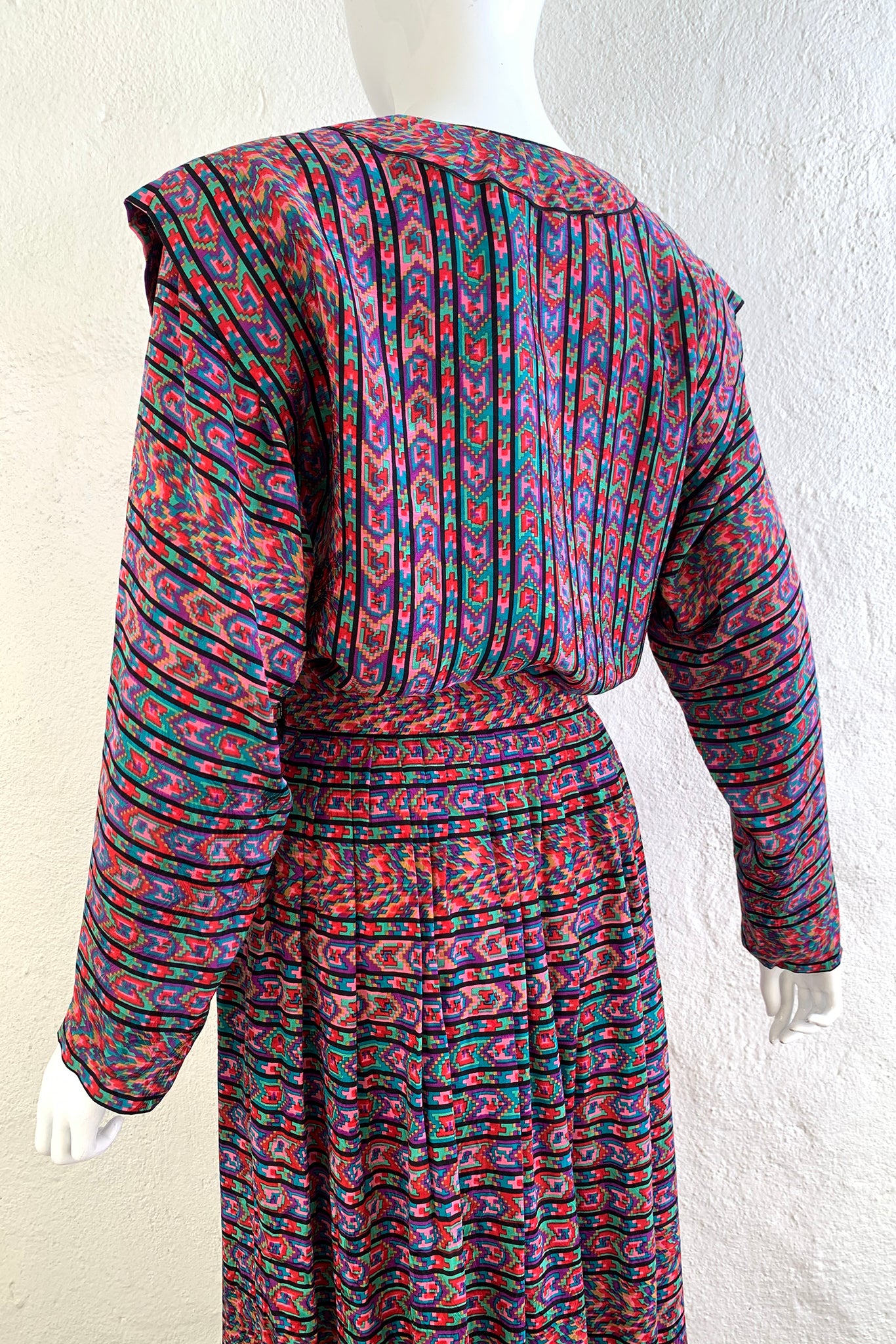 Printed Stripe Blouse & Skirt Set