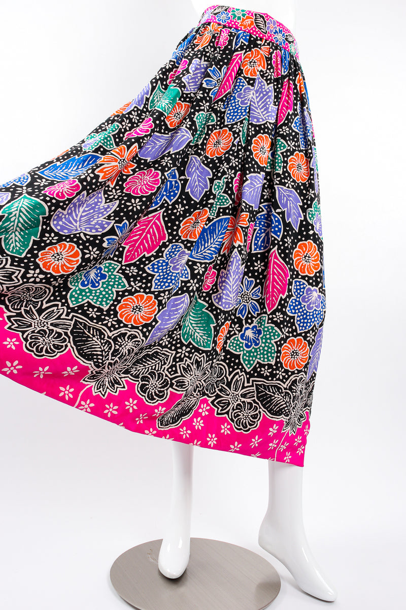 Vintage Miss O Oscar de la Renta Wax Floral Print Skirt on Mannequin flow at Recess LA