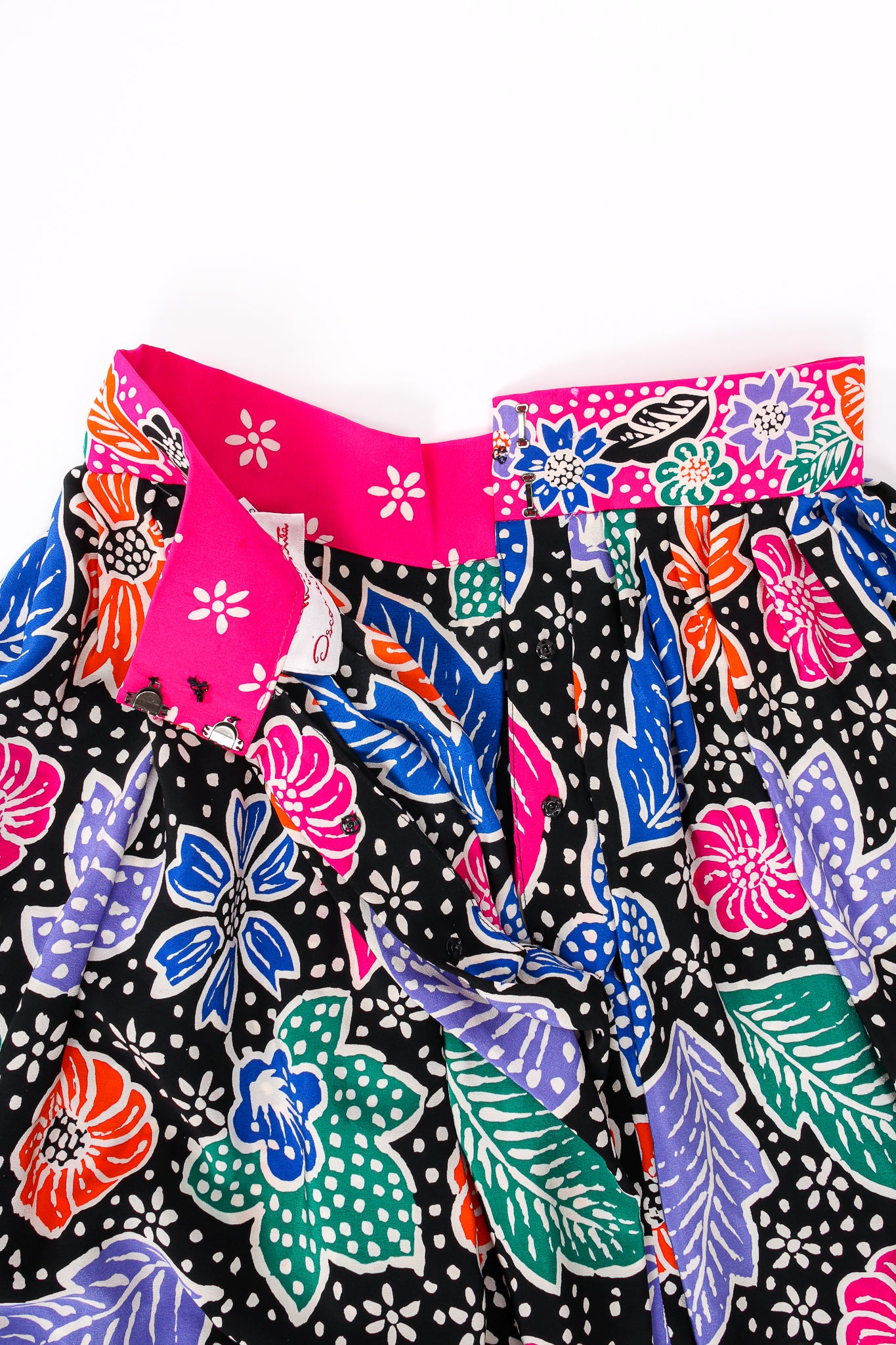 Vintage Miss O Oscar de la Renta Wax Floral Print Skirt waistband at Recess LA