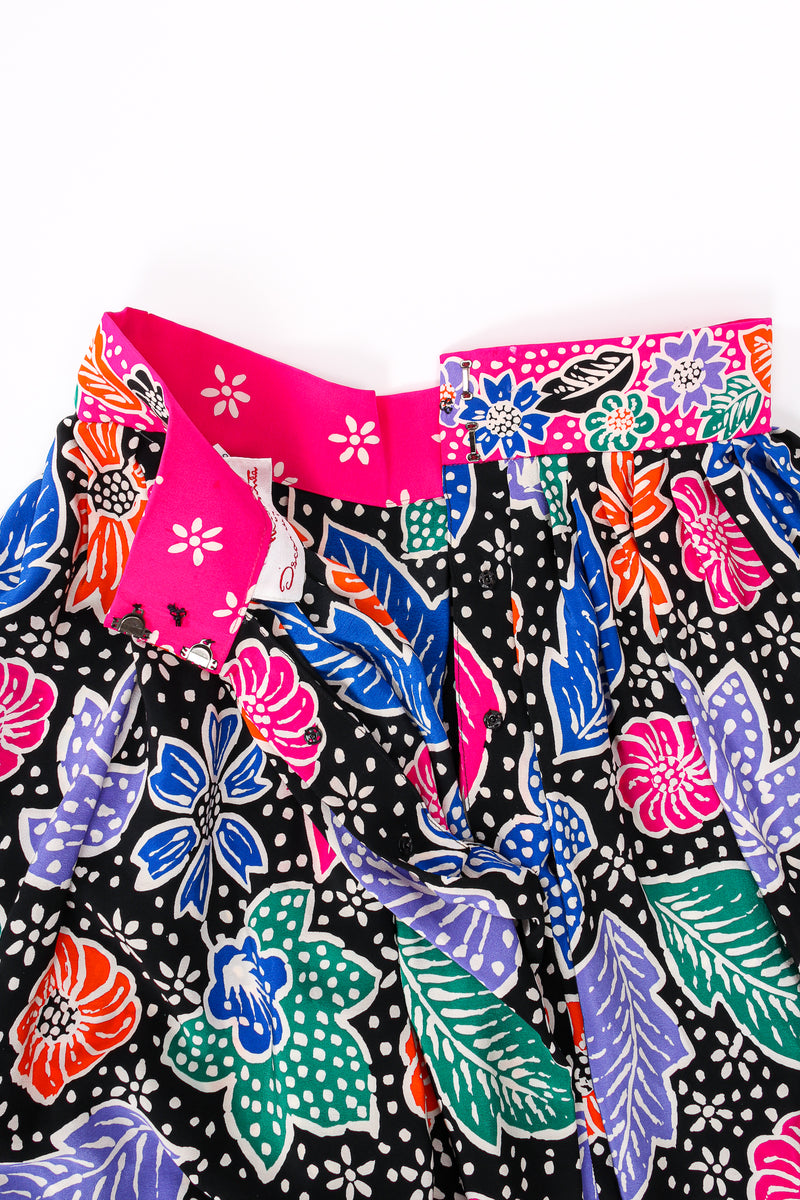 Vintage Miss O Oscar de la Renta Wax Floral Print Skirt waistband at Recess LA