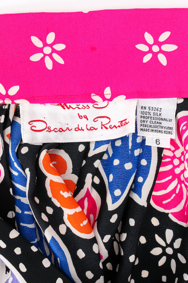 Vintage Miss O Oscar de la Renta Wax Floral Print Skirt label at Recess LA