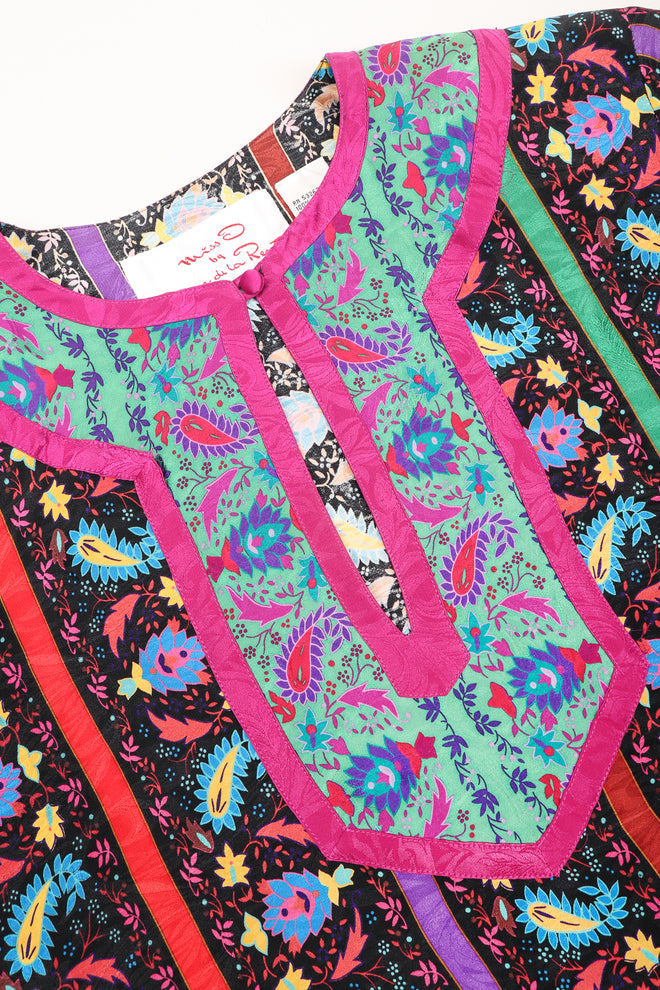 Recess Los Angeles Designer Consignment Vintage Miss O Oscar de la Renta Paisley Stripe Peasant Blouse & Skirt Set