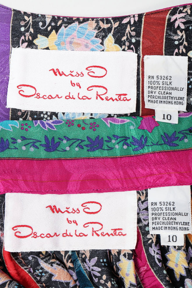 Recess Los Angeles Designer Consignment Vintage Miss O Oscar de la Renta Paisley Stripe Peasant Blouse & Skirt Set