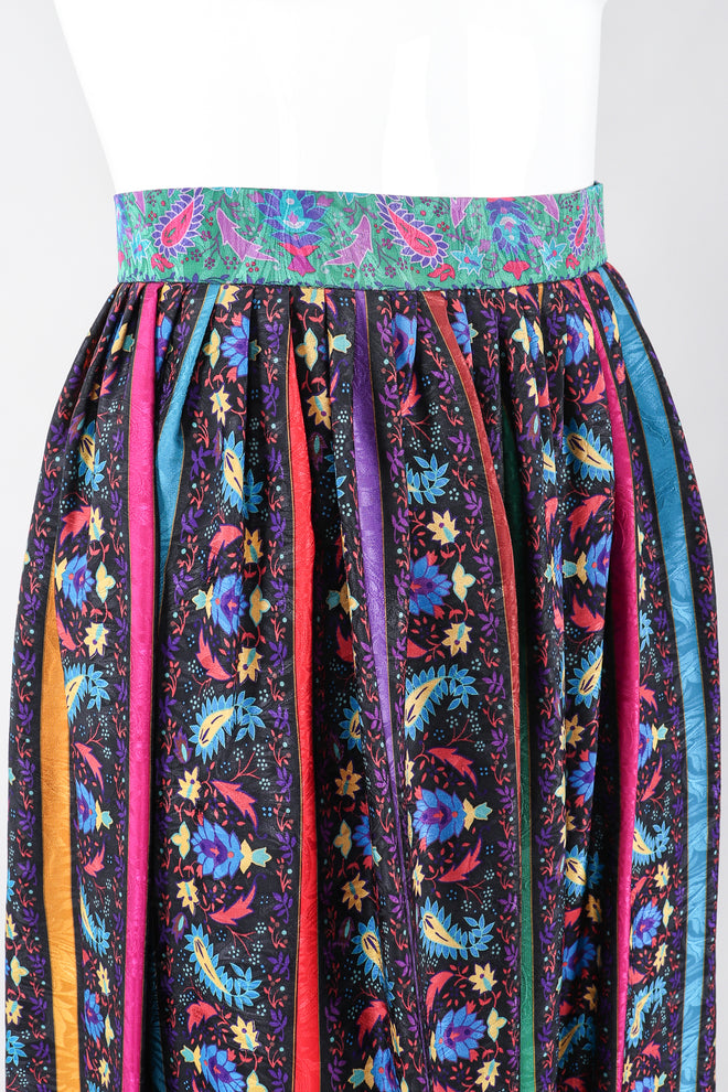 Recess Los Angeles Designer Consignment Vintage Miss O Oscar de la Renta Paisley Stripe Peasant Blouse & Skirt Set