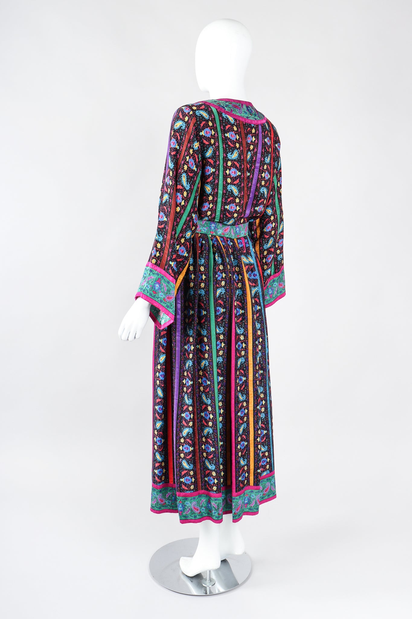Recess Los Angeles Designer Consignment Vintage Miss O Oscar de la Renta Paisley Stripe Peasant Blouse & Skirt Set