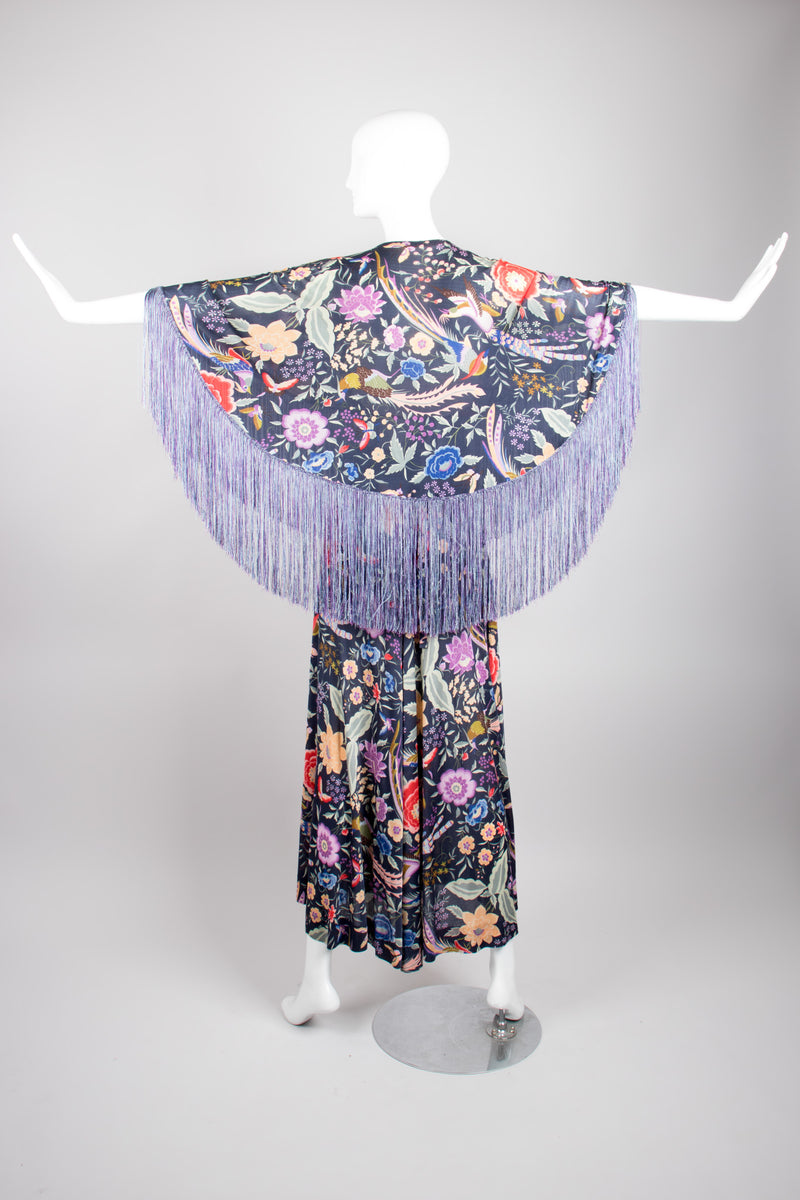 Missoni Piano Shawl Print Fringe Isis Wing Cape Crop Top & Skirt Set