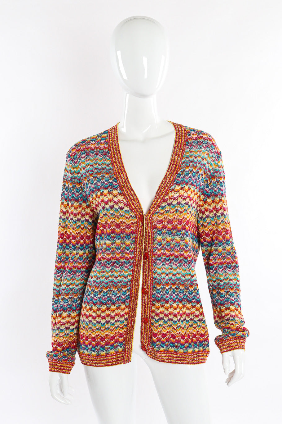 Scallop stripe classic knit 2 piece set by Missoni mannequin cardigan only front @recessla