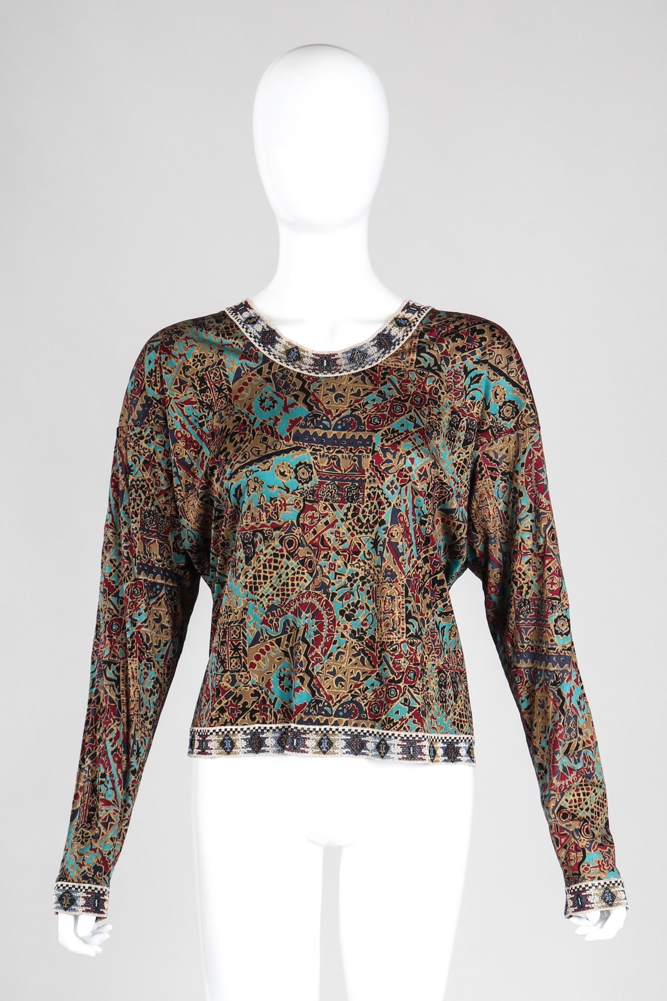 Recess Los Angeles Vintage Missoni 3-piece Moroccan Print Sequin Silk Leisure Set