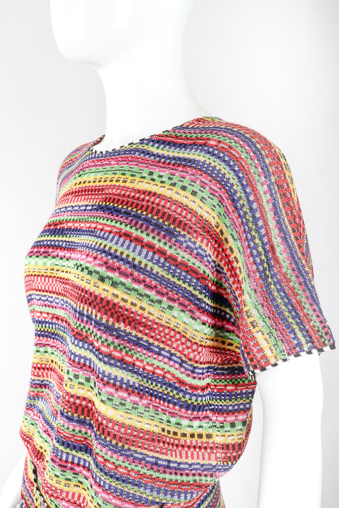 Recess Designer Consignment Vintage Missoni Rainbow TV Static Color Bars Knit Dress Los Angeles Resale