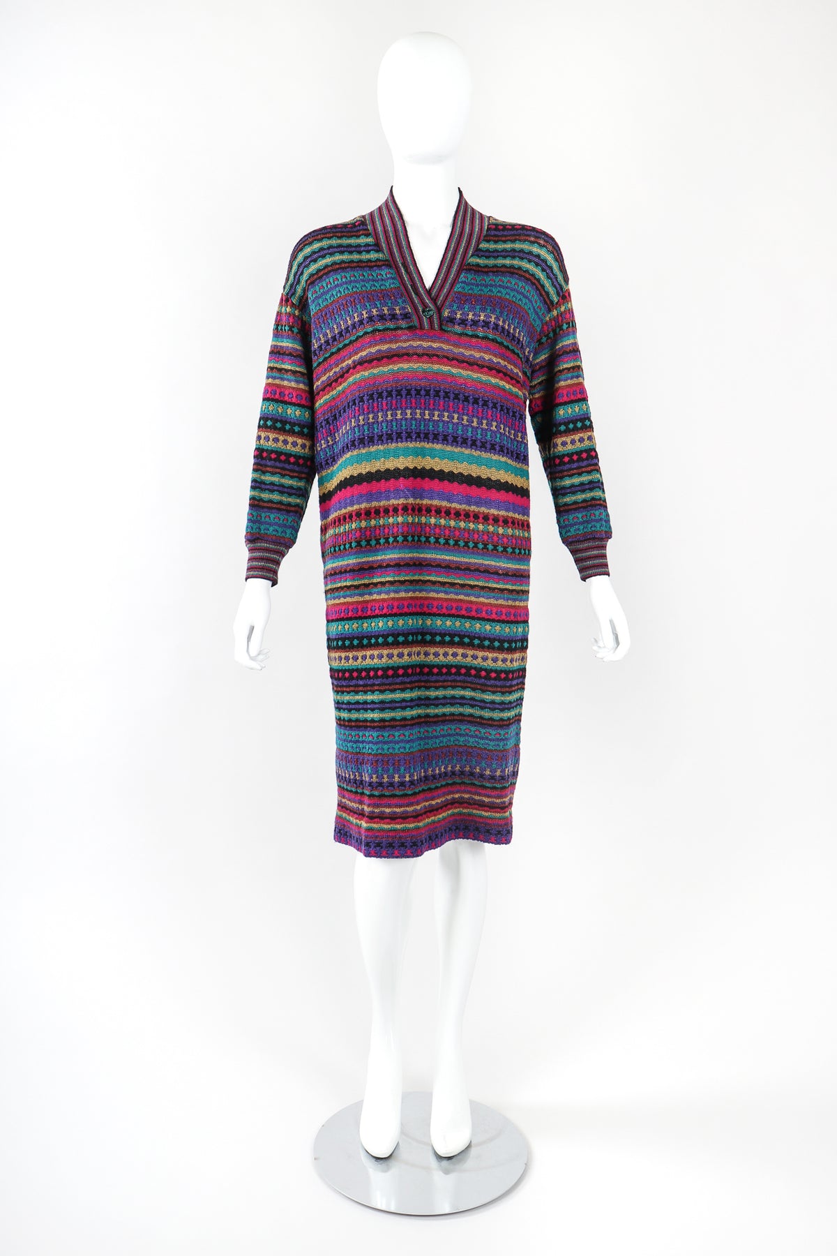 Vintage Missoni Teal Dobby Stripe Knit Sweater Dress Los Angeles Resale –  Recess