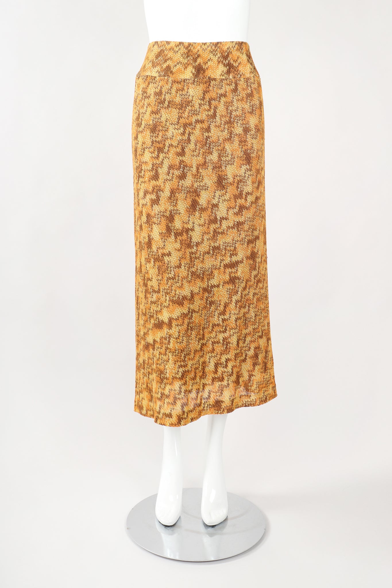 Recess Designer Consignment Vintage Missoni Golden Wavy Stripe Fiamma Knit Skirt Los Angeles Resale