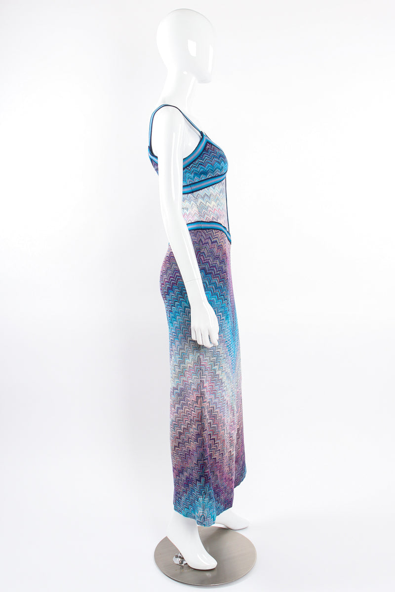 Vintage Missoni Ombre Chevron Fiamma Knit Triangle Dress on Mannequin side @ Recess LA