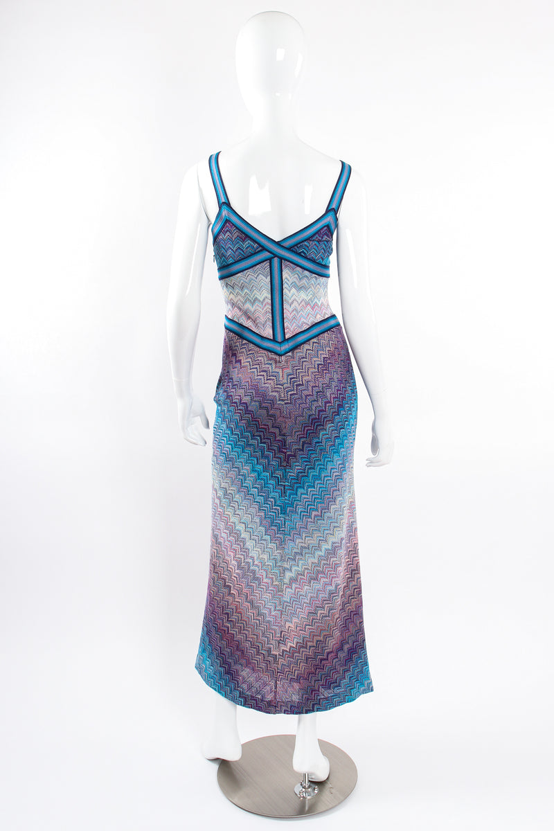 Vintage Missoni Ombre Chevron Fiamma Knit Triangle Dress on Mannequin back @ Recess LA