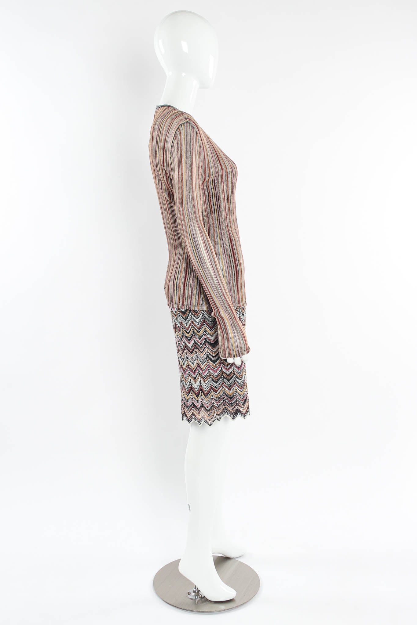 Vintage Missoni Chevron Stripe Top, & Skirt (4 Piece Set) mannequin side @ Recess LA
