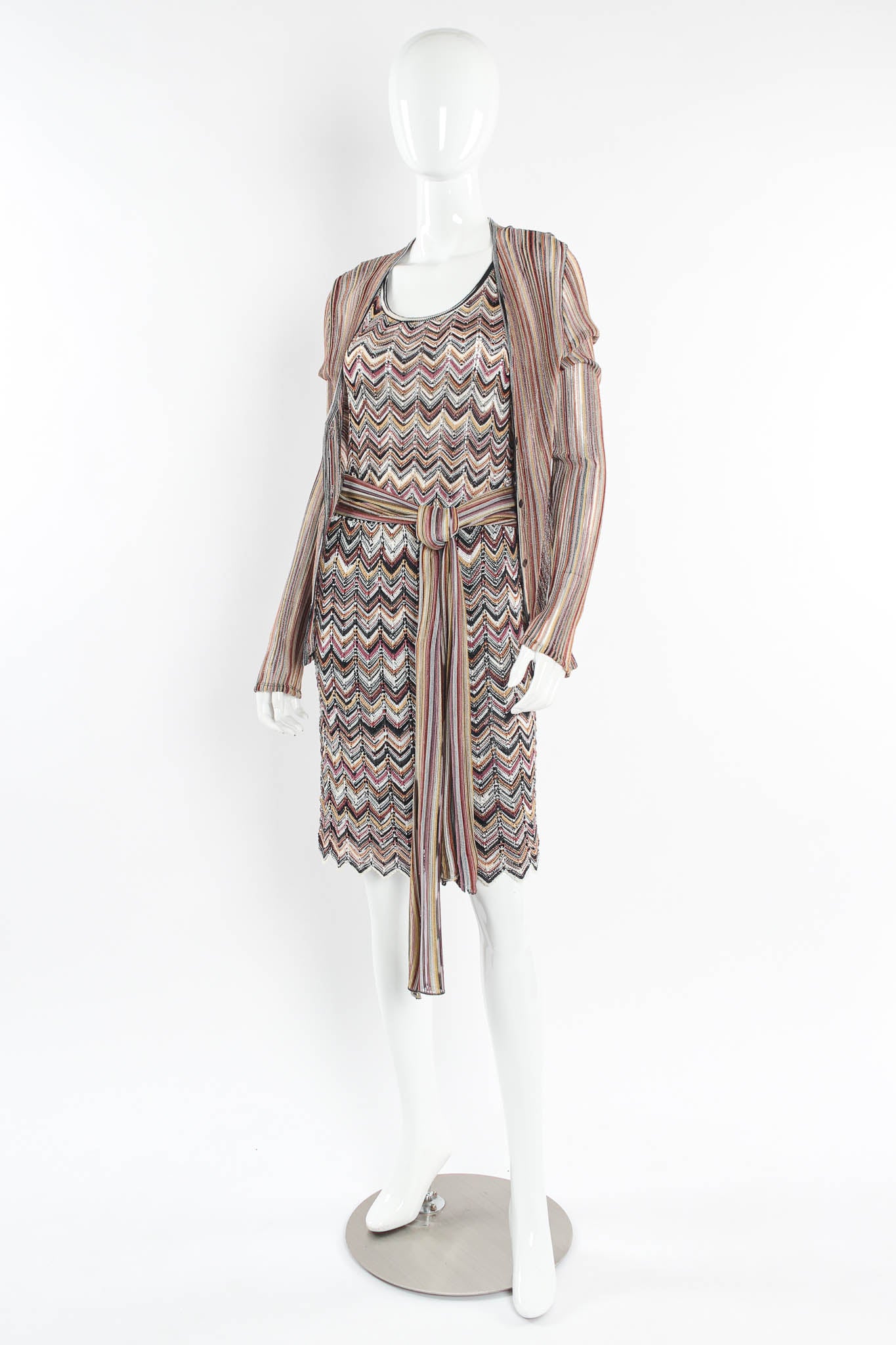 Vintage Missoni Chevron Stripe Top, & Skirt (4 Piece Set) mannequin front angle @ Recess LA