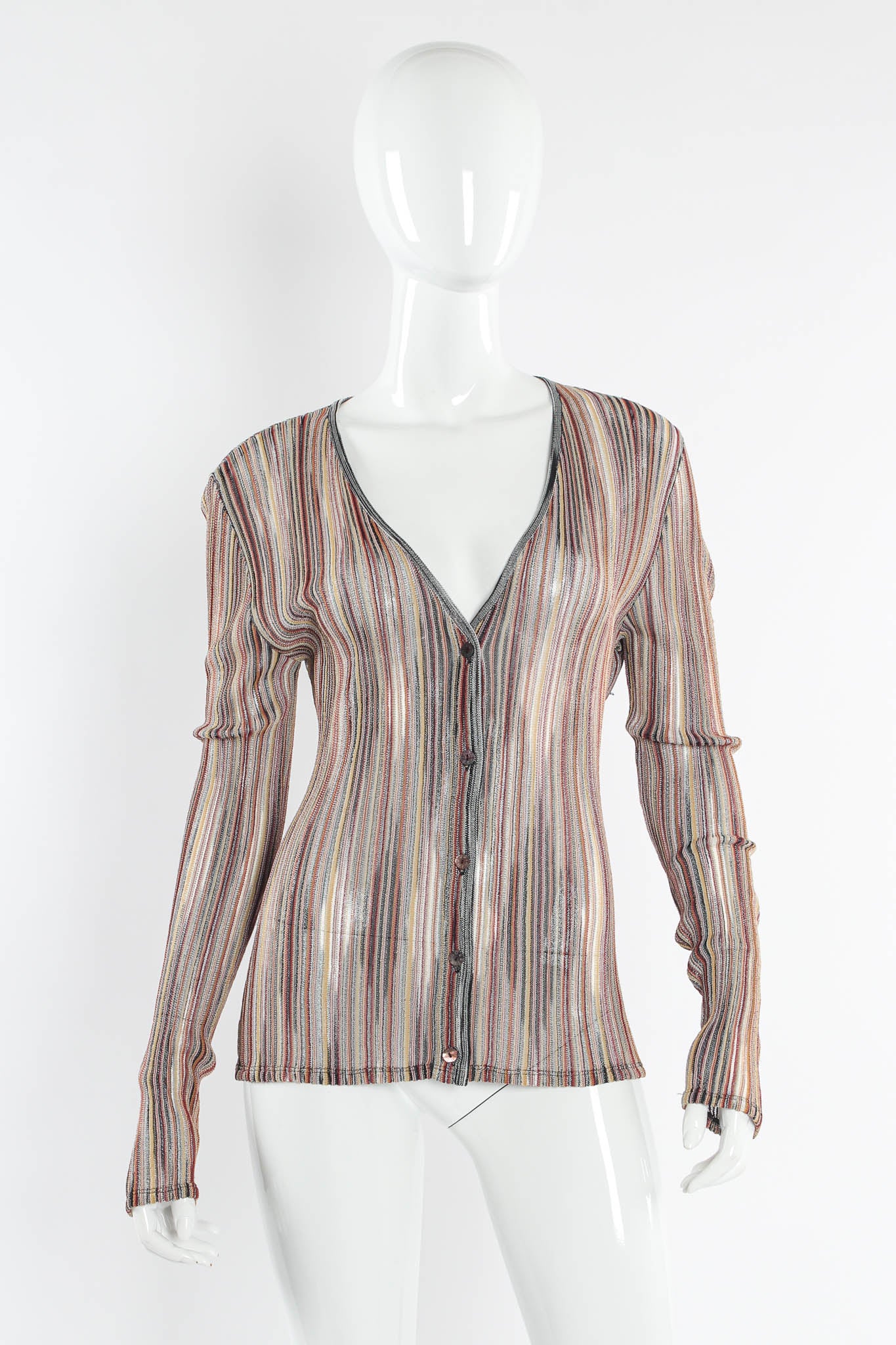 Vintage Missoni Chevron Stripe Top, & Skirt (4 Piece Set) mannequin front top@ Recess LA