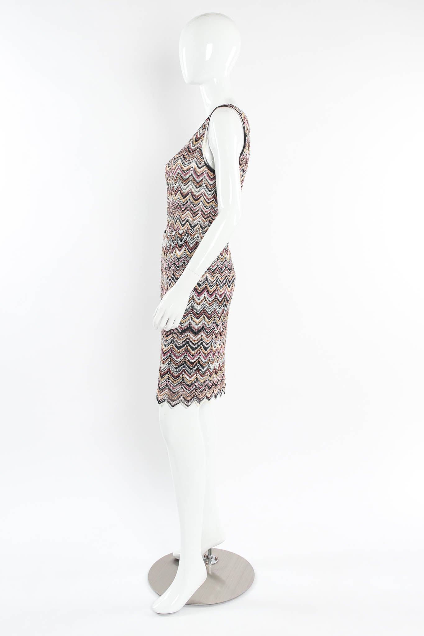 Vintage Missoni Chevron Stripe Top, & Skirt (4 Piece Set) mannequin side no waist tie  @ Recess LA