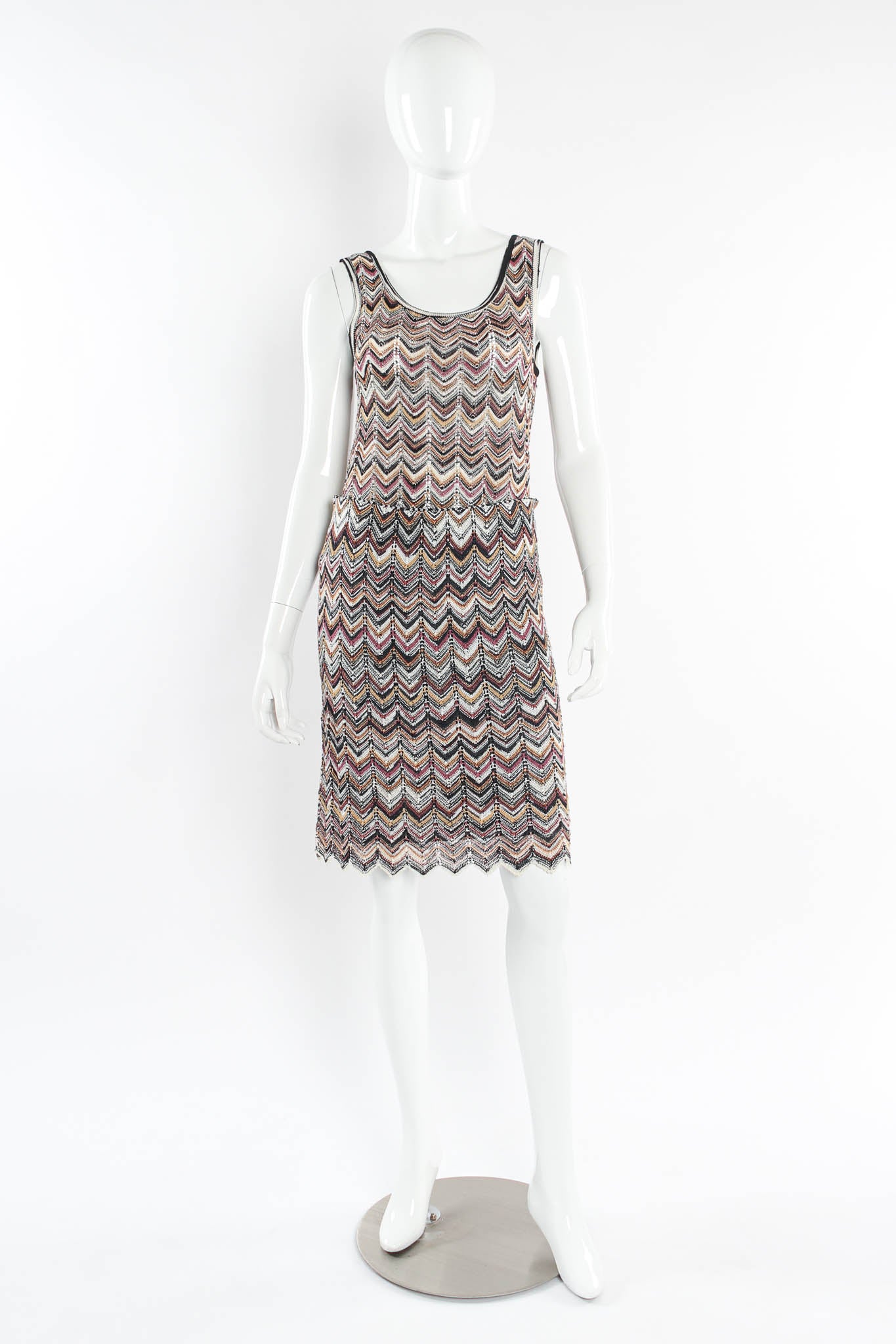 Vintage Missoni Chevron Stripe Top, & Skirt (4 Piece Set) mannequin front no cardigan@ Recess LA