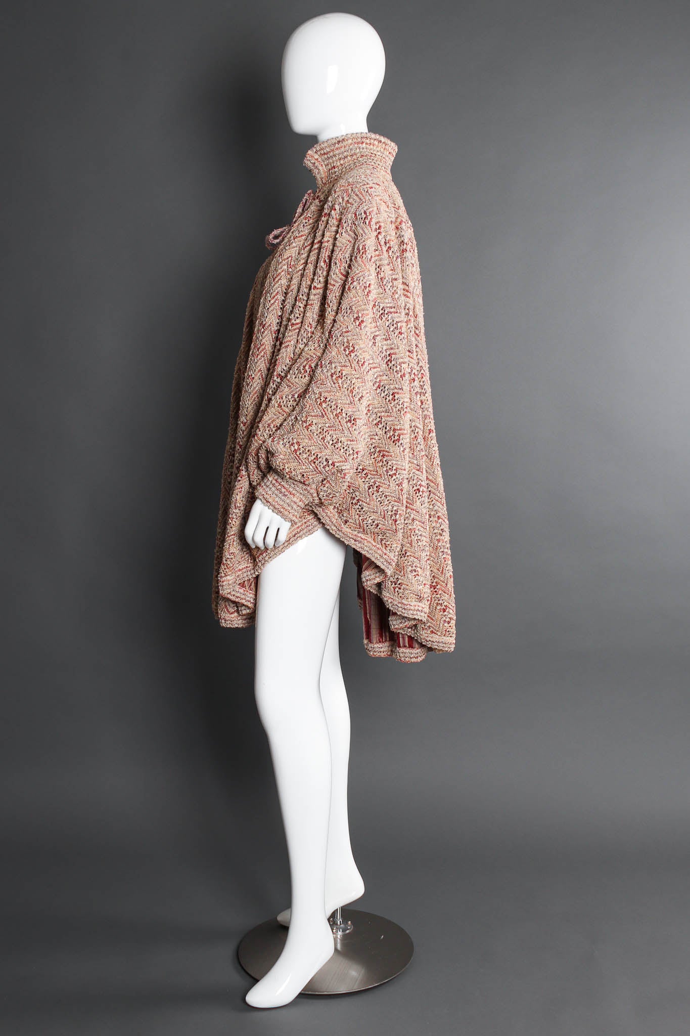 Vintage Unsigned Missoni Chevron Knit Cocoon Sweater mannequin side  @ Recess LA