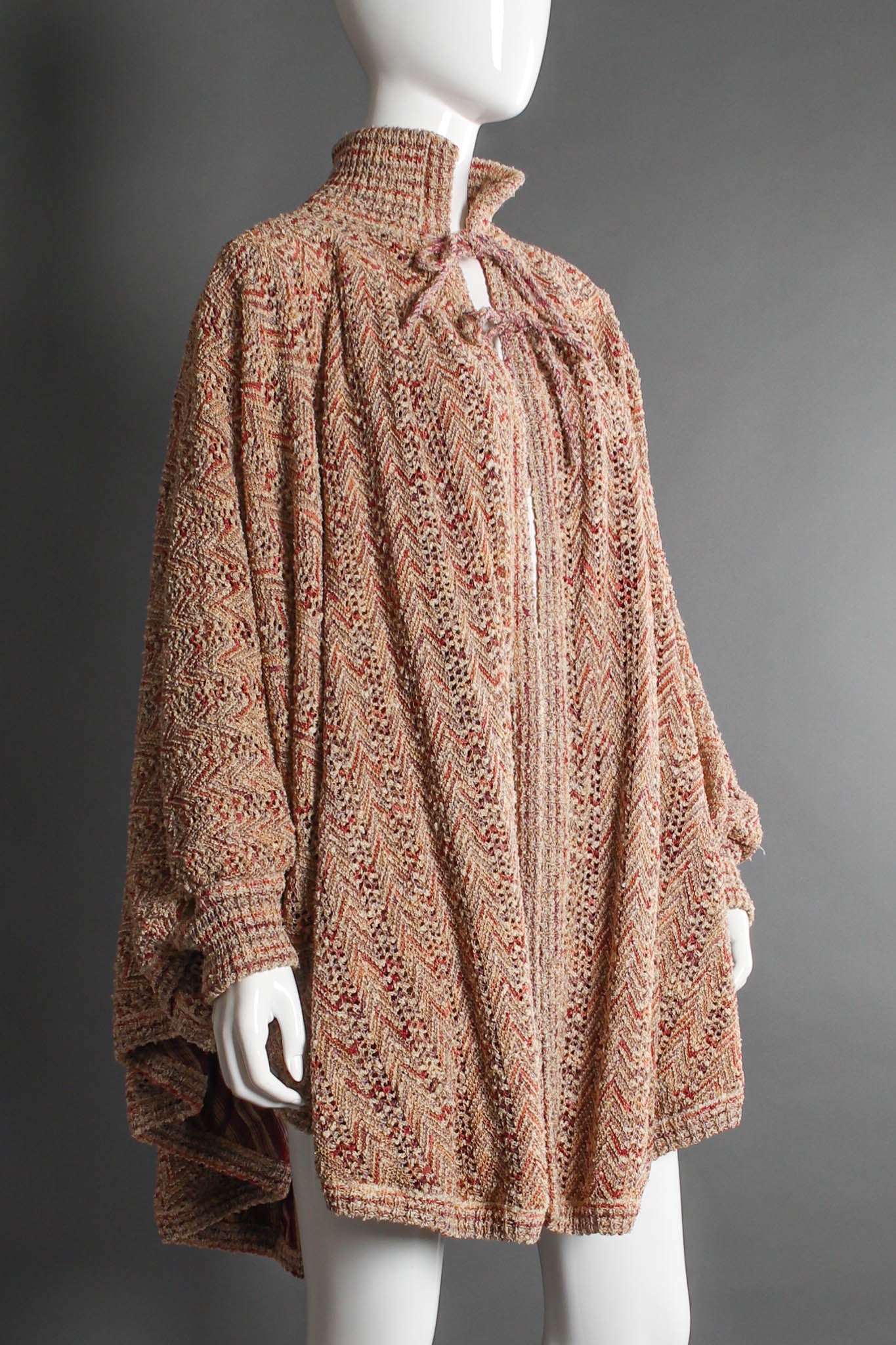 Vintage Unsigned Missoni Chevron Knit Cocoon Sweater mannequin angle close @ Recess LA