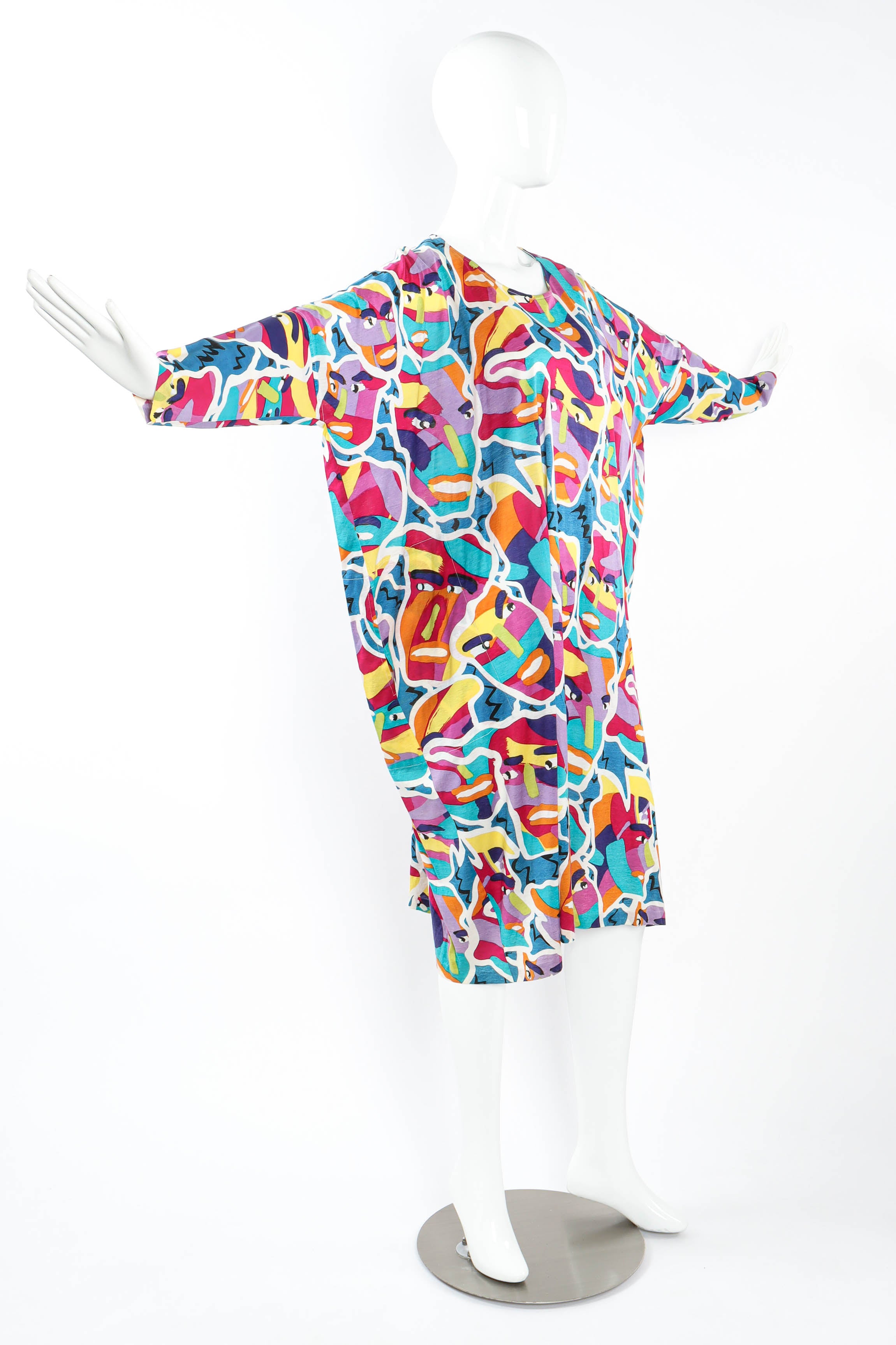 Vintage Missoni Abstract Faces Dress on mannequin angle arms out @ Recess LA