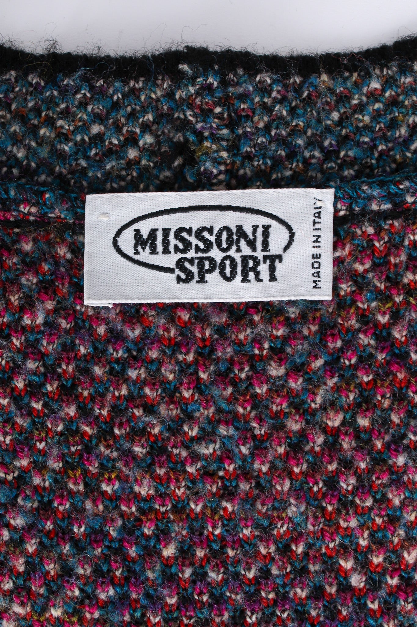 Vintage Missoni Abstract Geo Art Wool Cardigan tag @ Recess LA