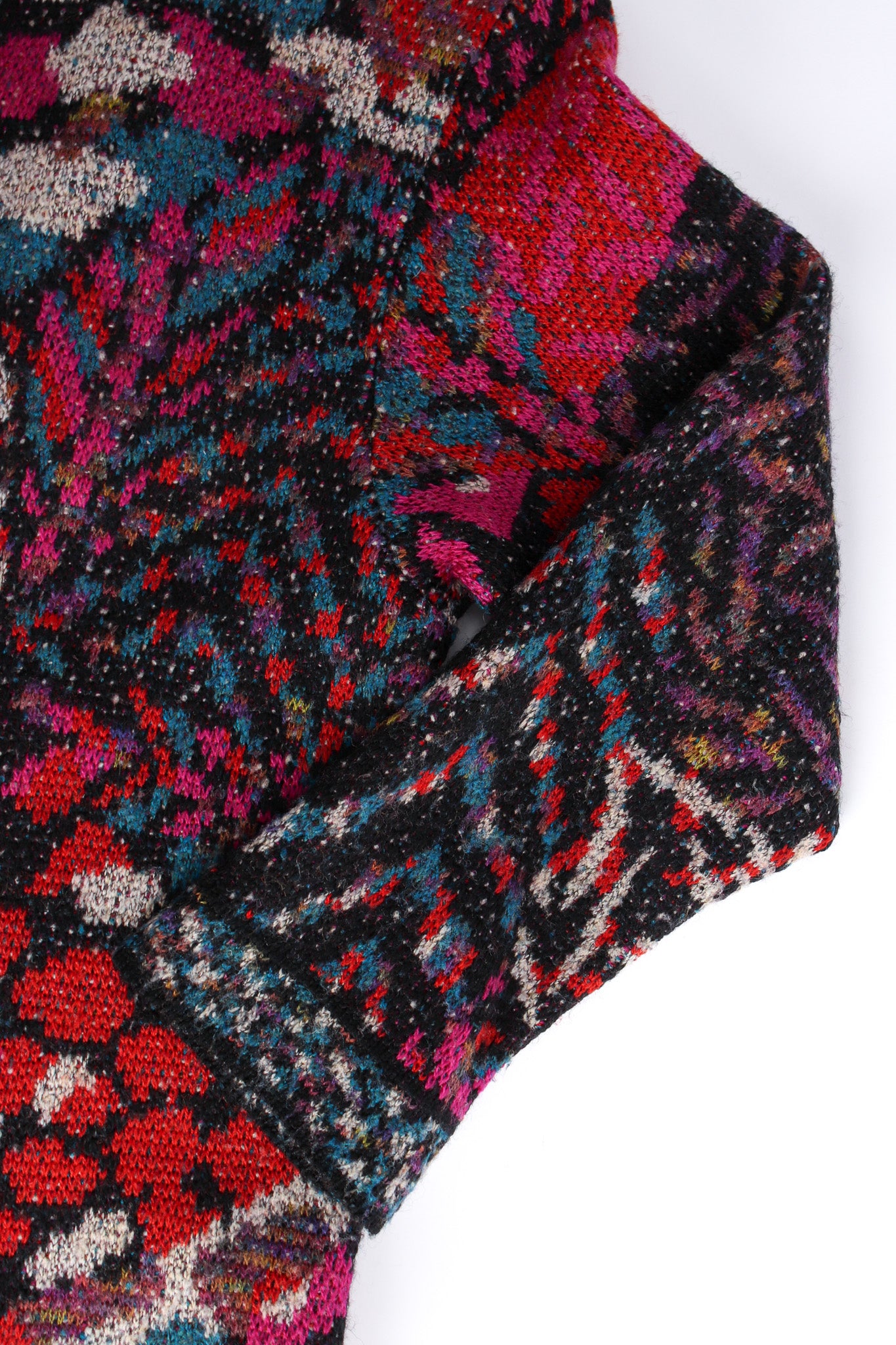 Vintage Missoni Abstract Geo Art Wool Cardigan sleeve/print close @ Recess LA