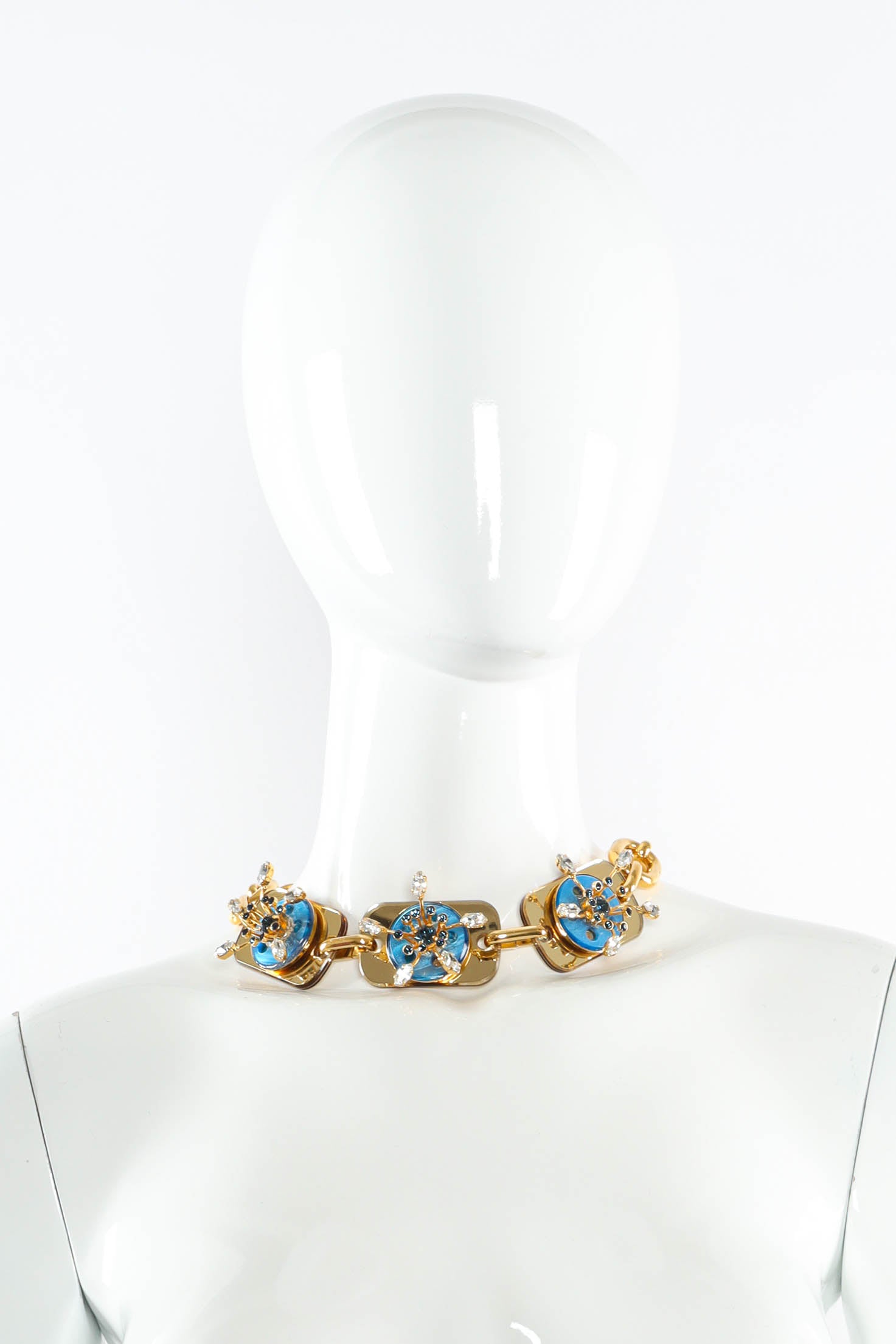 Vintage Miu Miu Jeweled Floral Blossom Necklace on mannequin @ Recess LA