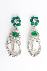 Vintage Moan Floral Crystal Pearl Earrings front flat @ Recess LA