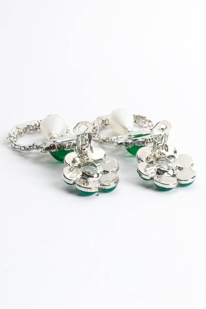 Vintage Moan Floral Crystal Pearl Earrings open bacl @ Recess LA