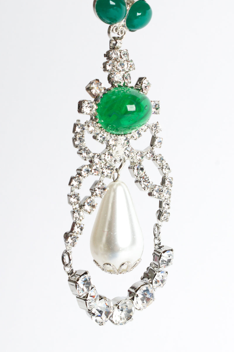 Vintage Moan Floral Crystal Pearl Earrings pearl hang close @ Recess LA