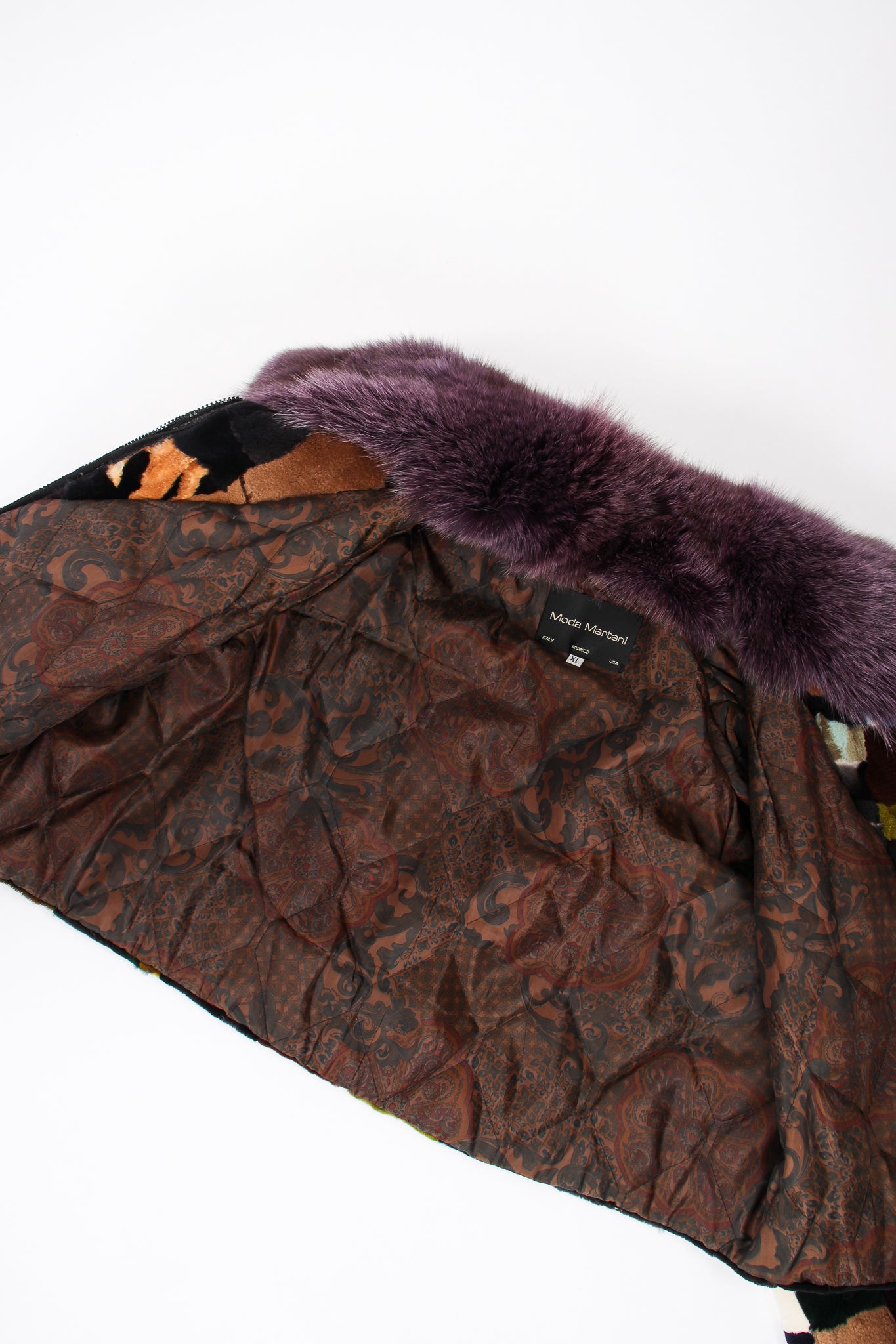 Vintage Moda Martani Patchwork Fur Collar Jacket lining at Recess Los Angeles