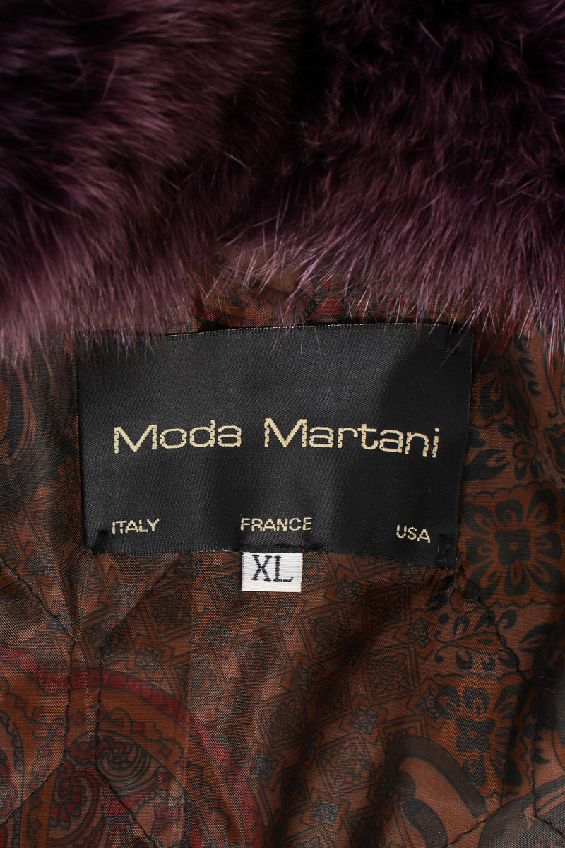Vintage Moda Martani Patchwork Fur Collar Jacket label at Recess Los Angeles