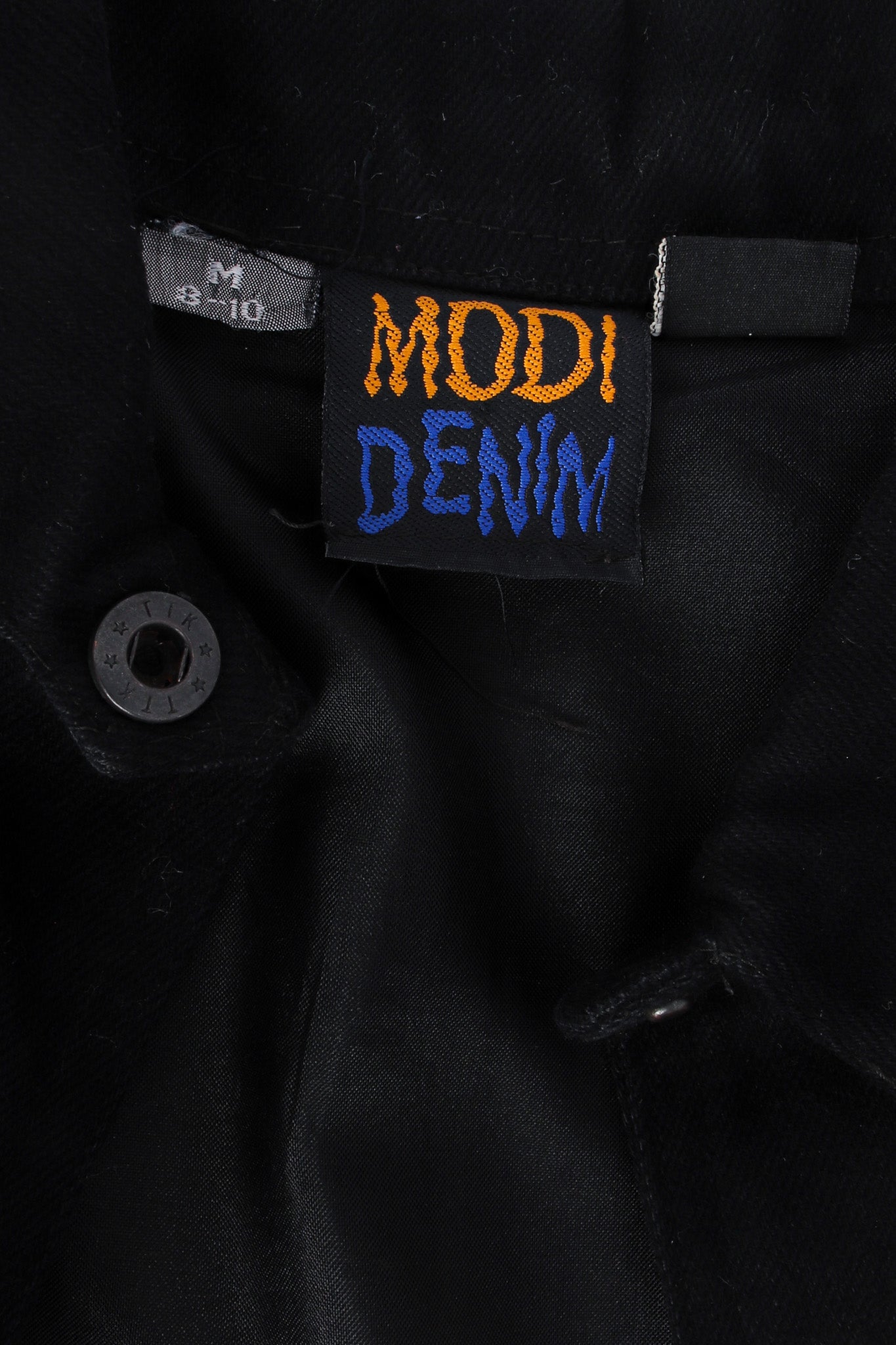 Vintage Modi World Currency Sequin Denim Jacket tag @ Recess LA