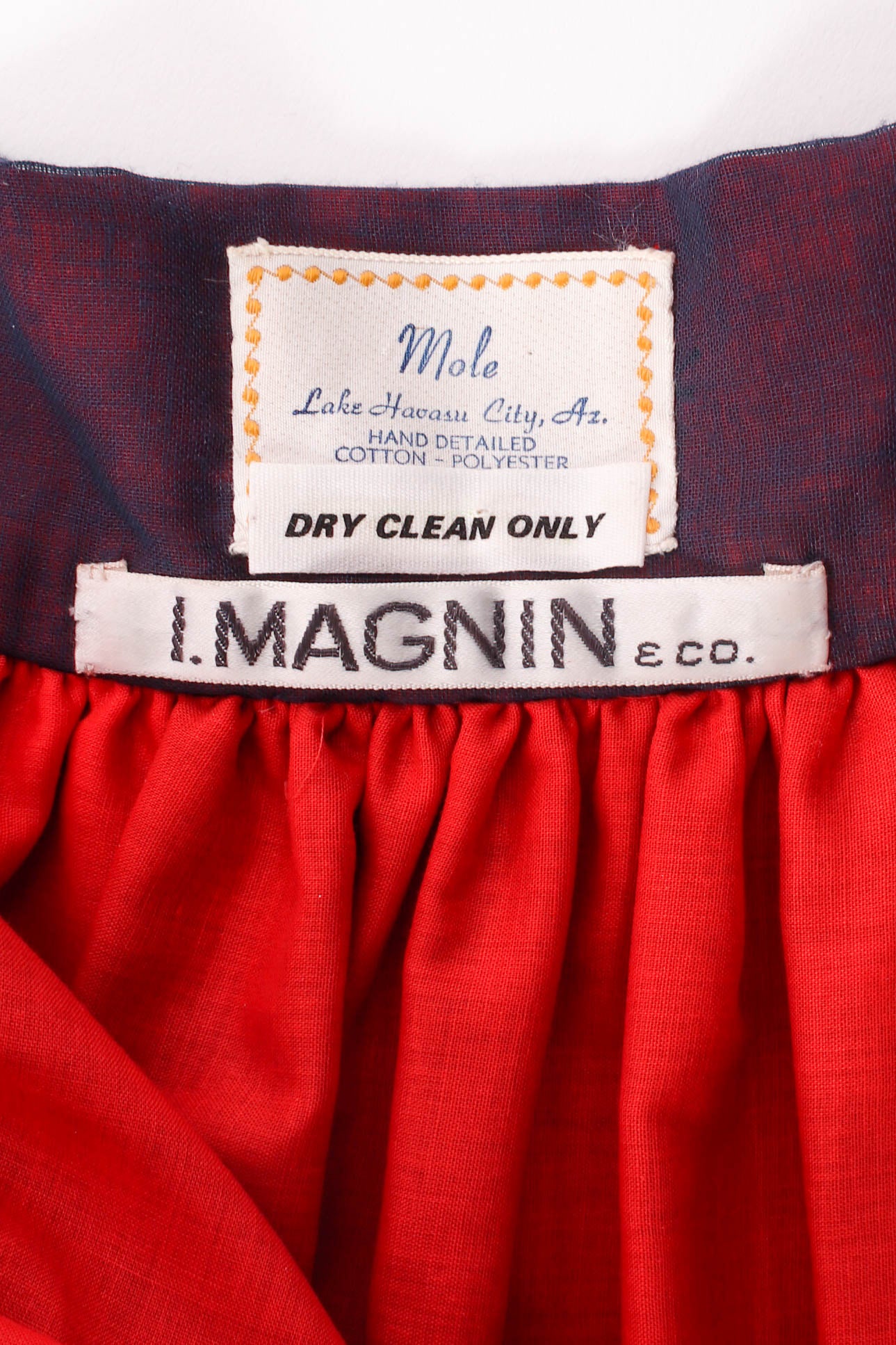 Vintage Mole for I.Magnin Strawberry Patch Skirt label detail  @ Recess LA