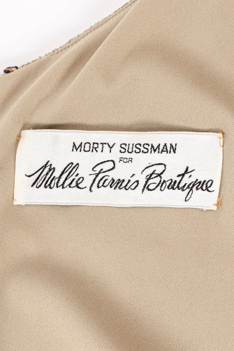 Vintage Mollie Parnis Zebrawood Sequined Metallic Dress label at Recess LA