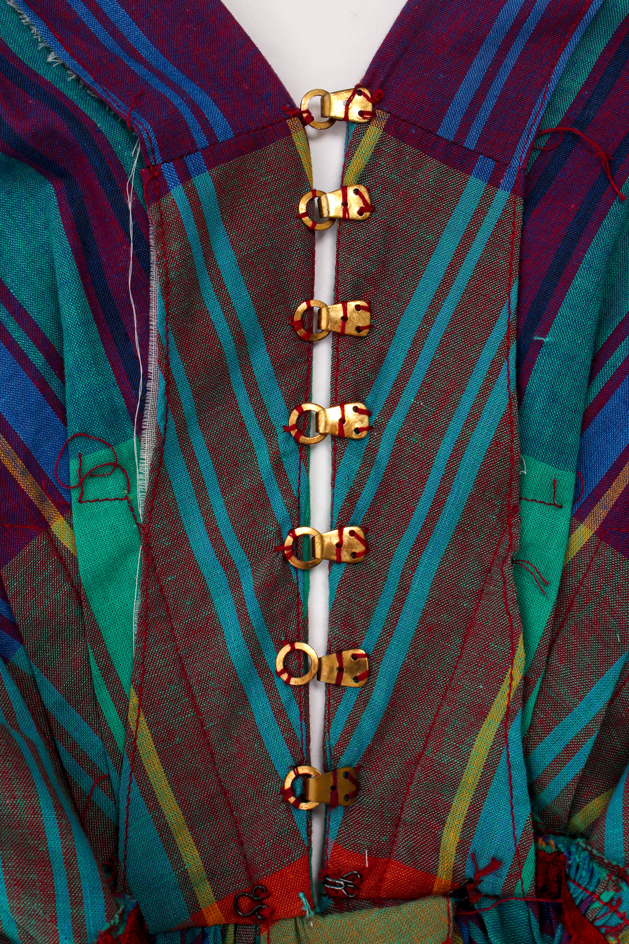 Vintage Mollie Parnis Stripe Harem Jumpsuit inverse side of hook and loop details  @ Recess LA
