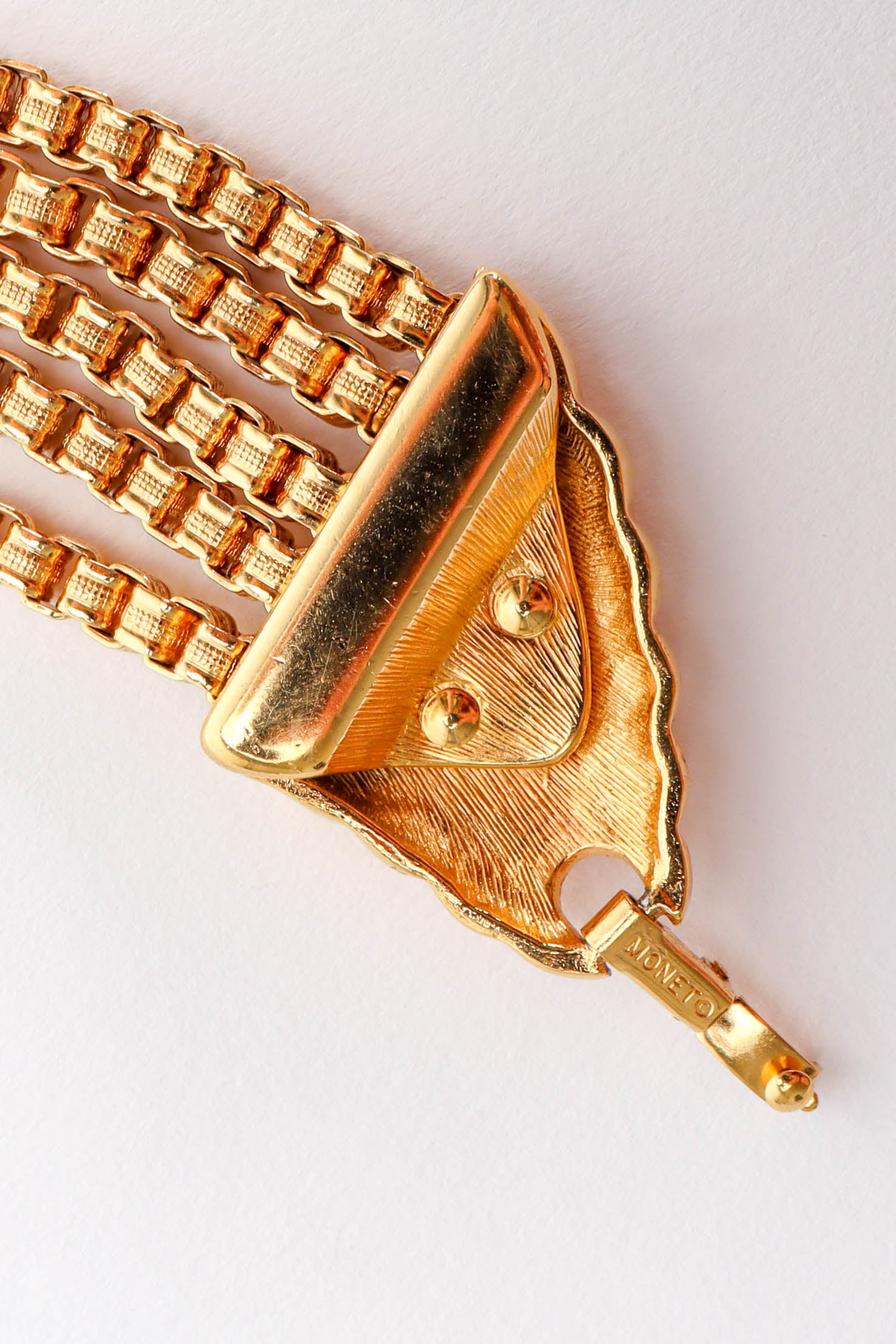 Vintage Monet Scalloped Wing Necklace fold over clasp detail @ Recess LA