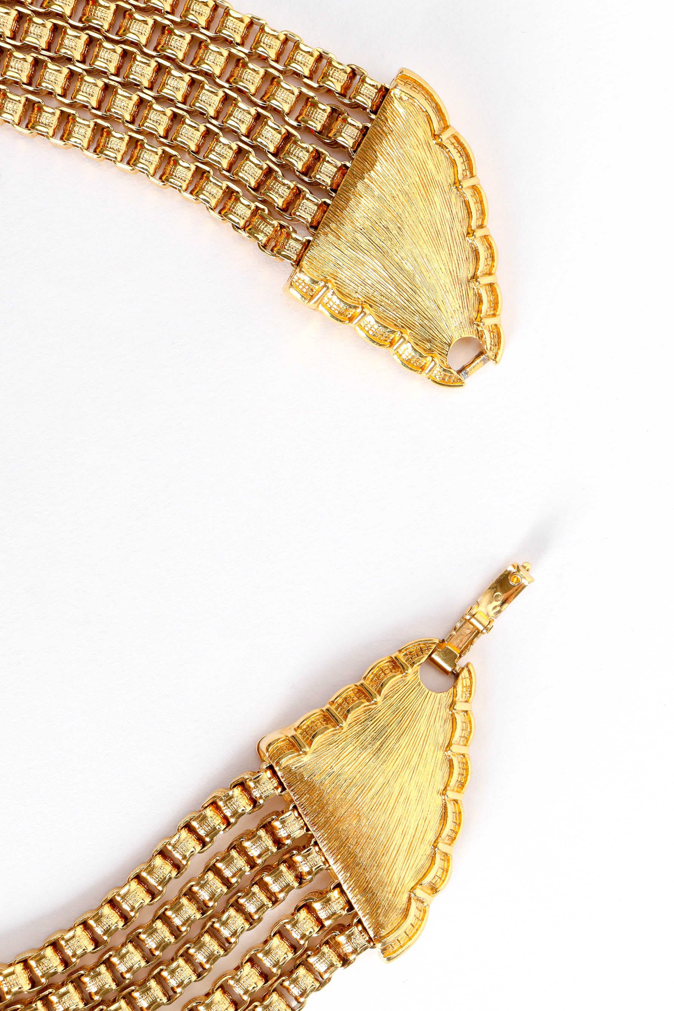 Vintage Monet Scalloped Wing Necklace front scalloped wing detail @ Recess LA