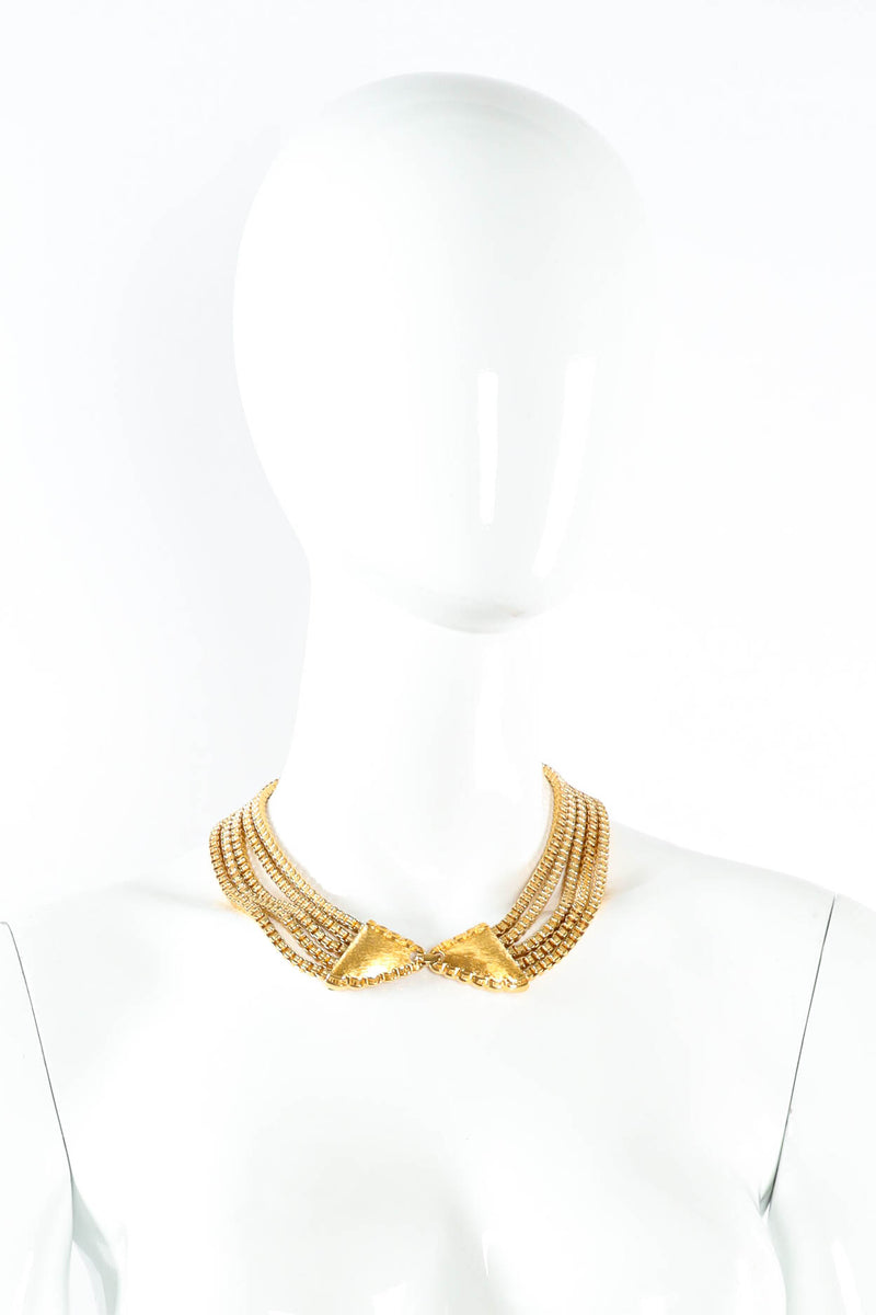 Vintage Monet Scalloped Wing Necklace pendant front on mannequin @ Recess LA