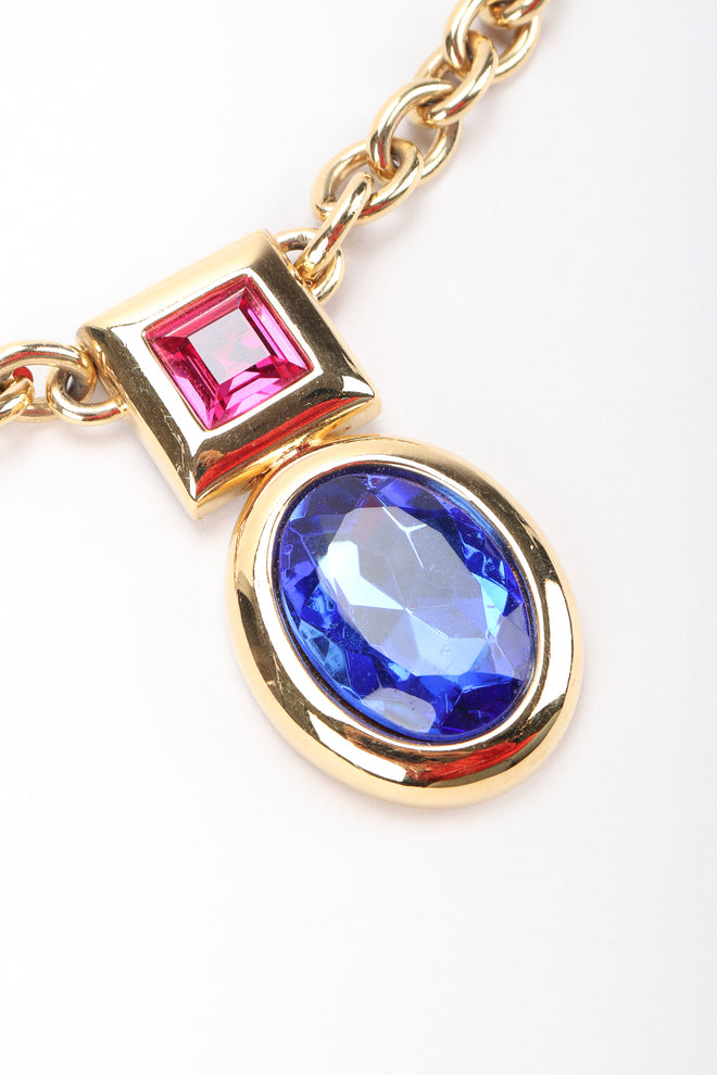 Recess Designer Consignment Vintage Monet Gemstone Chain Pendant Costume Jewelry Los Angeles Resale