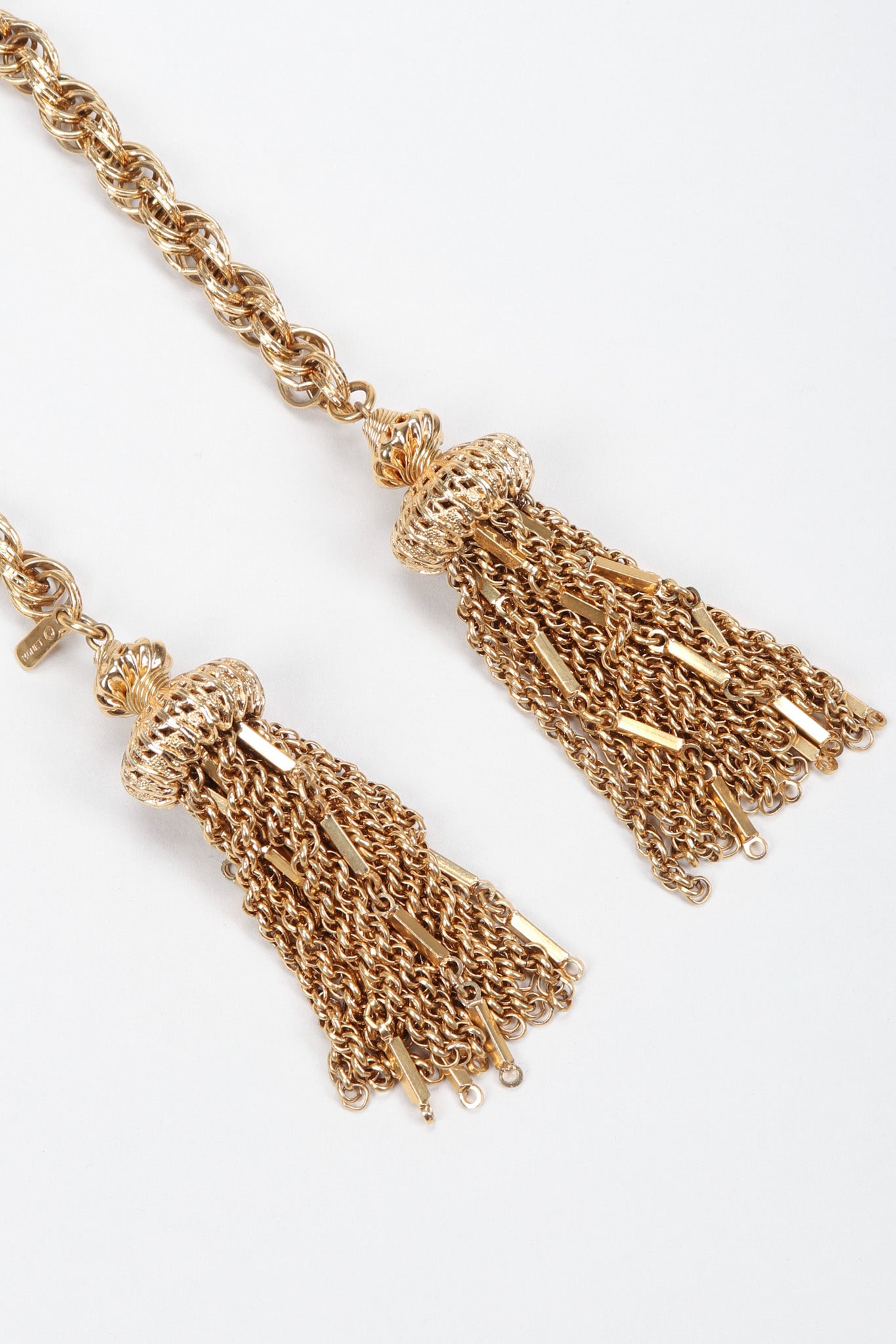Recess Los Angeles Vintage Monet Gold Tassel Wrap Necklace Belt Tassel Detail