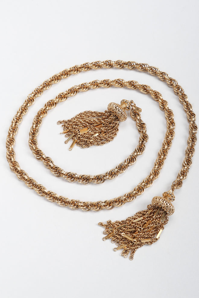 Recess Los Angeles Vintage Monet Gold Tassel Wrap Necklace Belt II